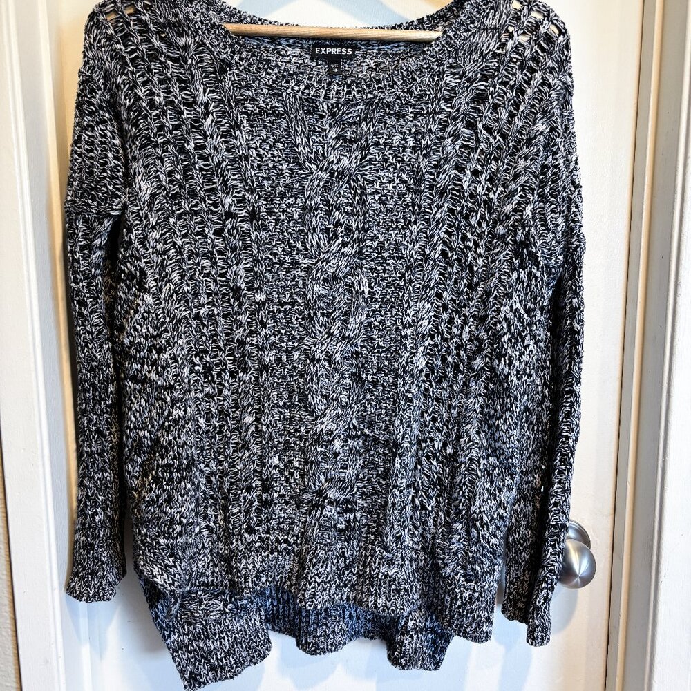 Long Express Loose Knit Sweater - Grey
